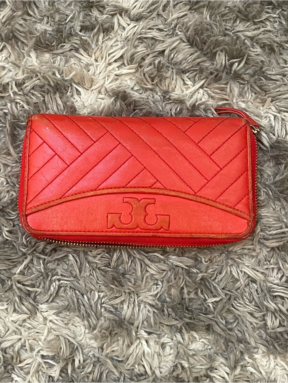 Tory Burch Alexa Quilted Leather Zip Continental Wallet Red
